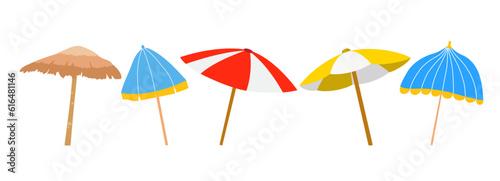 Set of beach umbrella  vector illustrations