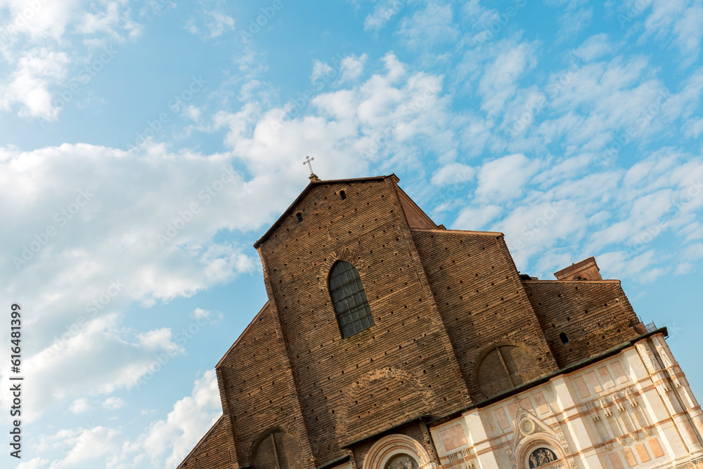 Incomplete facade of Basilica of San Petronio in Bologna, Italy
