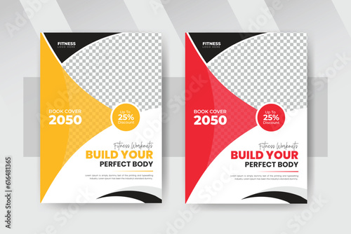 fitness or gym book cover, annual reports for sports training book cover design, corporate book cover.poster. flyer. leaflet. brochure cover. bi-fold cover. gym poster