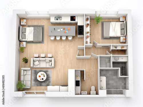 Floor plan of a house top view , Mockups Design 3D, HD