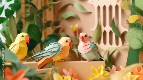 birds in a cage created with Generative AI Technology