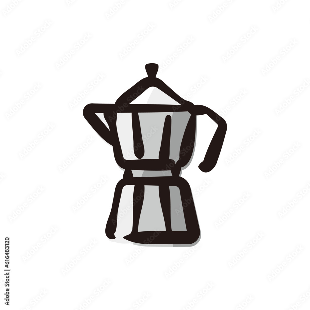 Espresso pot - Coffee icon/illustration (Hand-drawn line, colored version) Espresso pot - Coffee icon/illustration (Hand-drawn line, colored version)