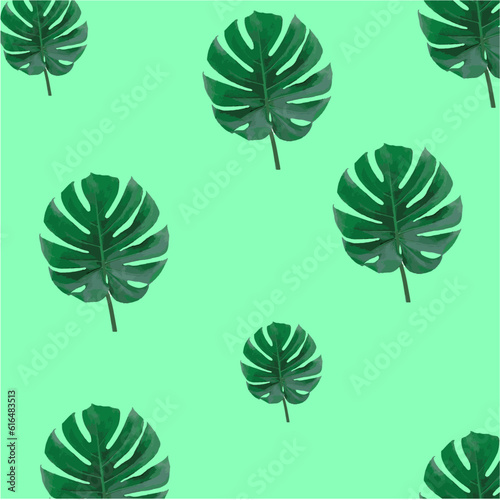 Green Leaf Pattern Design Wallpaper Background Tropical Palm, Jungle Leaf Seamless Vector Floral Pattern Background