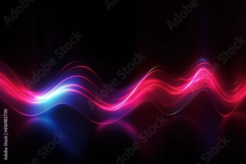 abstract futuristic background with pink blue glowing neon moving high speed wave lines and bokeh lights. Data transfer concept Fantastic wallpaper © AKKA