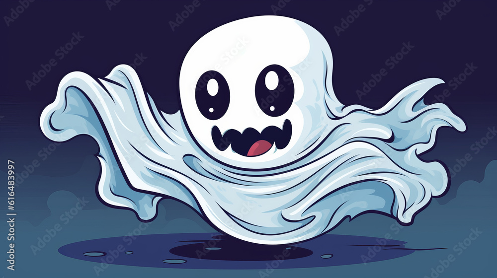 Funny smiling ghost character in style of rubber hose animation , halloween icon concept Funny smiling ghost character in style of rubber hose animation , halloween icon concept