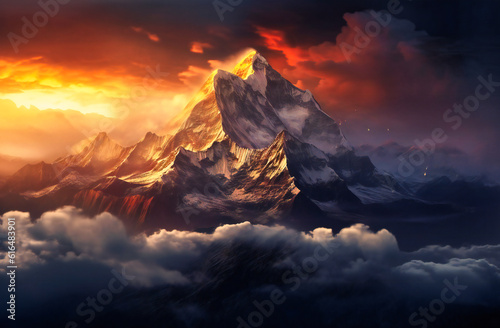 mountain landscape in the sunset with clouds © Nilima