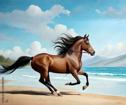 horse on the beach generated by ai