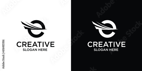 letter e vector logo abstract template