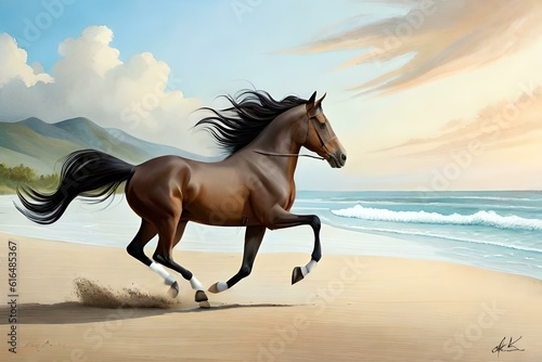 horse on the beach generated by ai