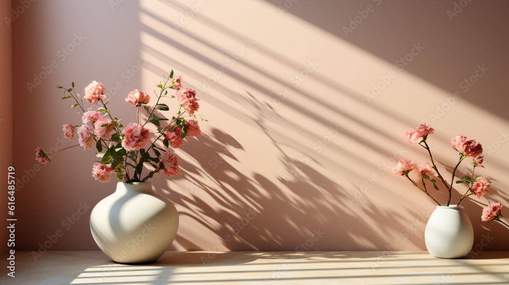 Serene and elegant backdrop featuring gentle window shadows on a neutral wall, creating a calming atmosphere for product presentations Generative AI Serene and elegant backdrop featuring gentle window shadows on a neutral wall, creating a calming atmosphere for product presentations Generative AI