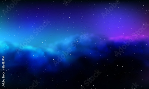 Realistic space cloud nebula shining stars colorful cosmos stardust milky way magic color galaxy universe starry night background vector