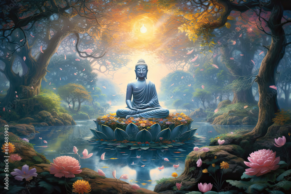 Buddha Buddhism Indian Religion Meditation illustration inner peace  ,generated ai