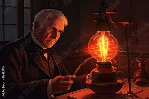 Print op canvas Thomas Edison American Inventor electricity famous pioneer industrial revolution