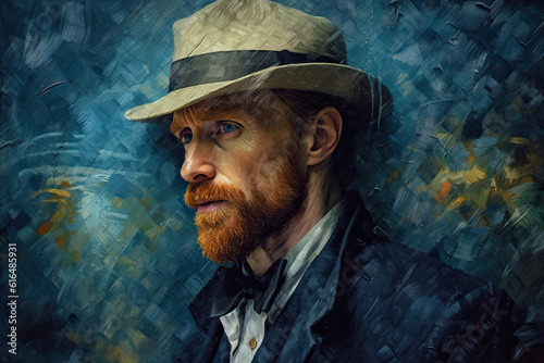 Fotografia Vincent Van Gogh art illustration portrait famous artist ,generated ai