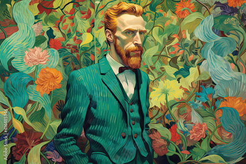 Vincent Van Gogh art illustration portrait famous artist ,generated ai