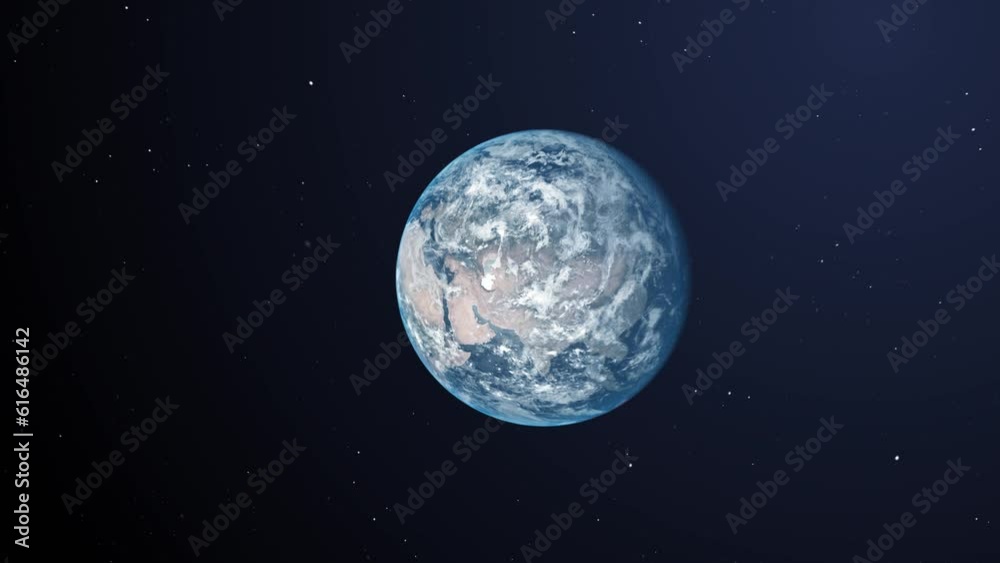Earth Spinning in Space: Globe Animation on Satellite View, Dark Background. Global Space Exploration and Travel Concept. Digitally Generated Image in 4K Earth Spinning in Space: Globe Animation on Satellite View, Dark Background. Global Space Exploration and Travel Concept. Digitally Generated Image in 4K