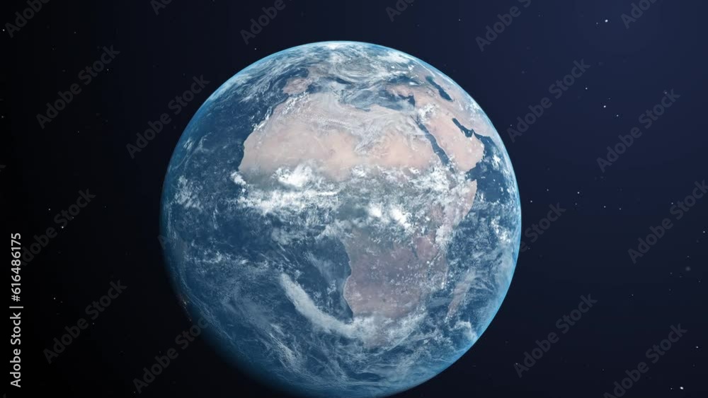 Animation of Earth seen from space, the globe spinning on satellite view on dark background. Global space exploration space travel concept digitally generated image. 4k