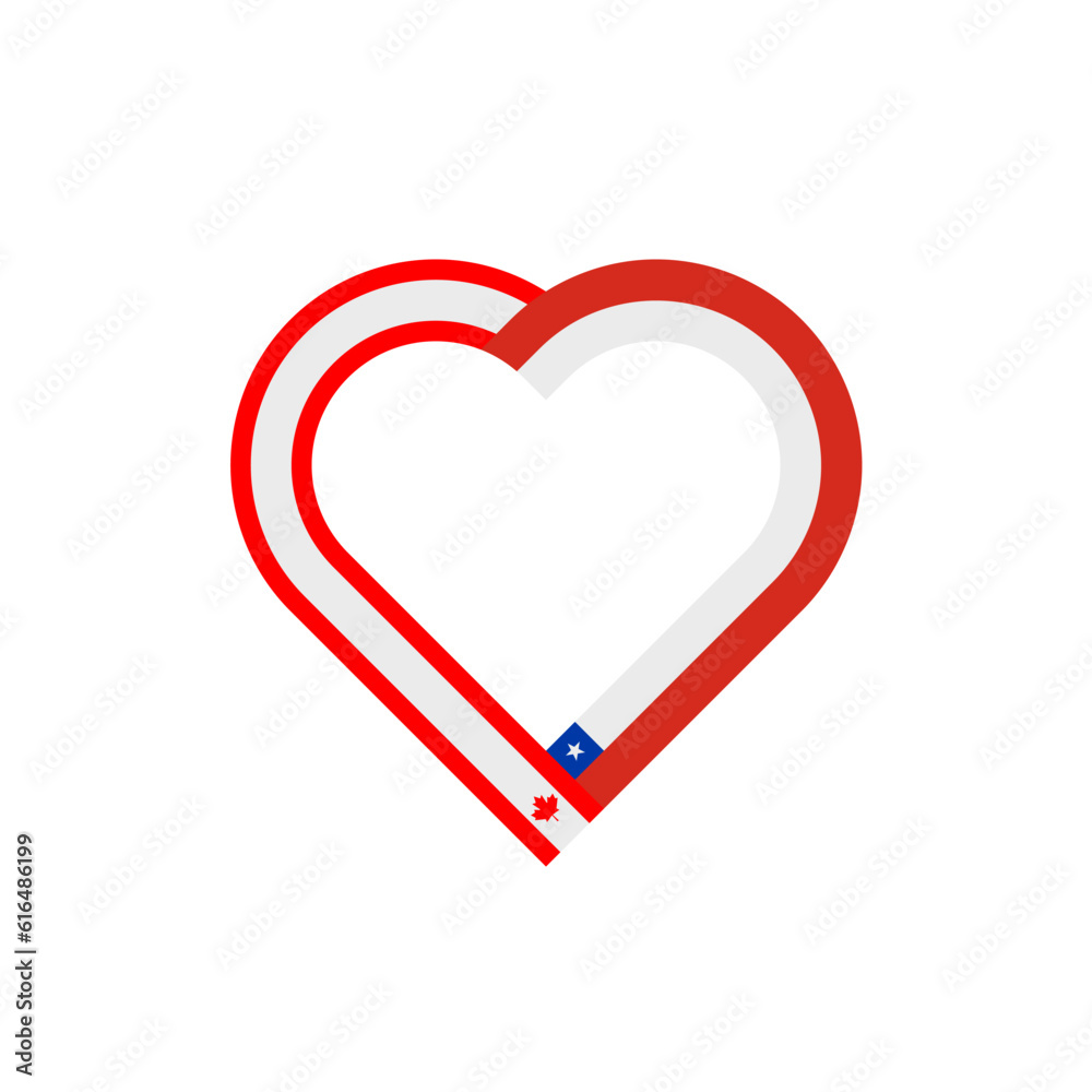friendship concept. heart ribbon icon of canadian and chilean flags. vector illustration isolated on white background friendship concept. heart ribbon icon of canadian and chilean flags. vector illustration isolated on white background