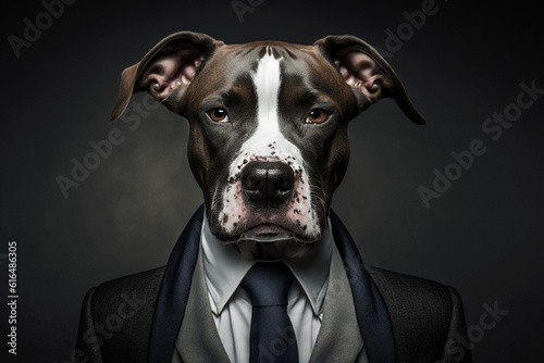 dog in business suit. created with generative AI technology