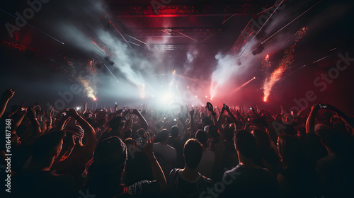 Energetic Crowd: Ultra-Wide Nightclub Celebration 