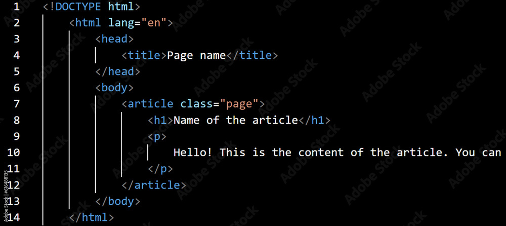 Fototapeta premium HTML code