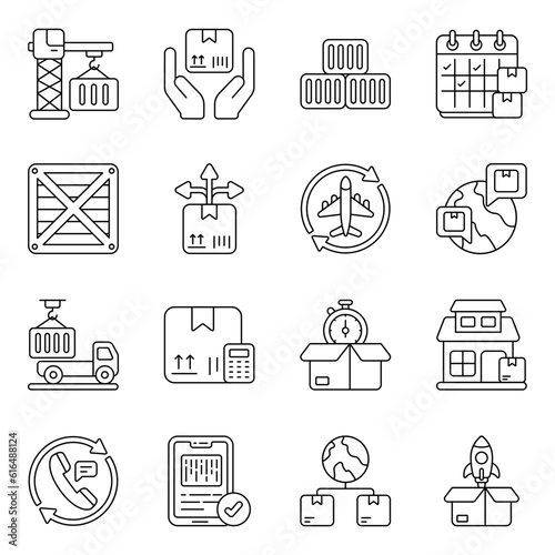 Pack of Logistic Delivery Linear Icons 

 photo