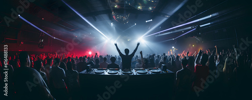 Groovy Vibes: Ultra-Wide Shot of Energetic Nightclub Dancers  © CozyDigital