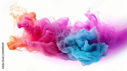Colorful smoke on white background, vivid colored smoke