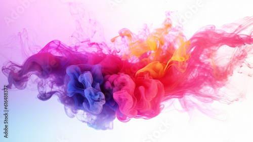 Colorful smoke on white background, vivid colored smoke