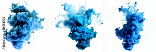 Blue smoke cloud ink in water transparent - Generative AI
