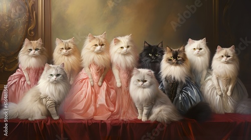 Elegant Unity: Persian Cats in Harmonious Ensemble © Emojibb.Family