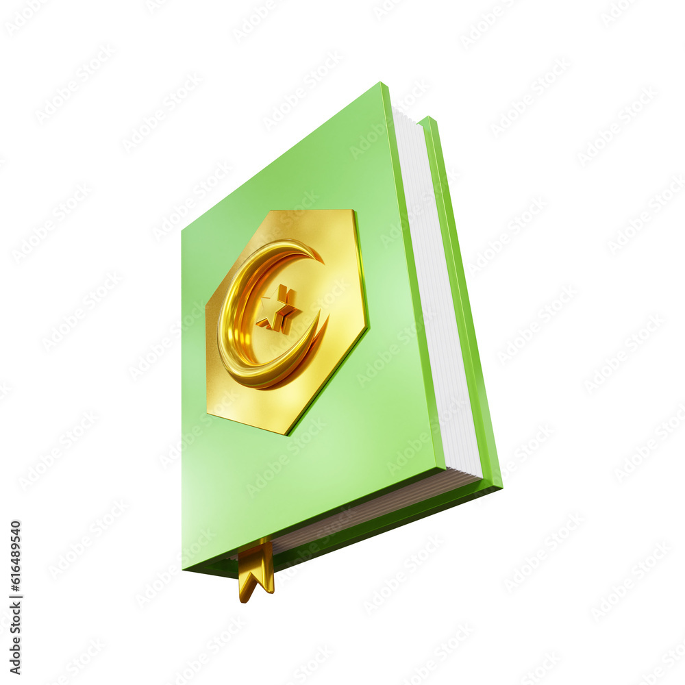 3d ramadan islamic element rendering icon islamic quran 3d icon
