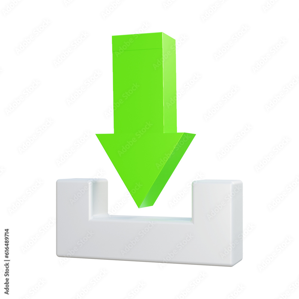 download now button ui icon 3d