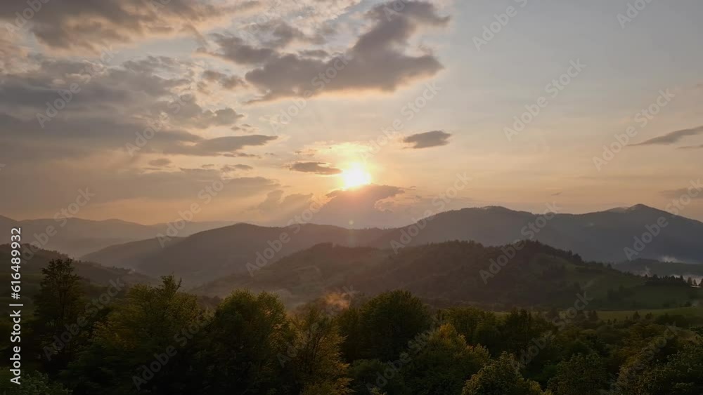 Mountain ridges after a rain at sunset in Carpathian Mountains Mountain ridges after a rain at sunset in Carpathian Mountains