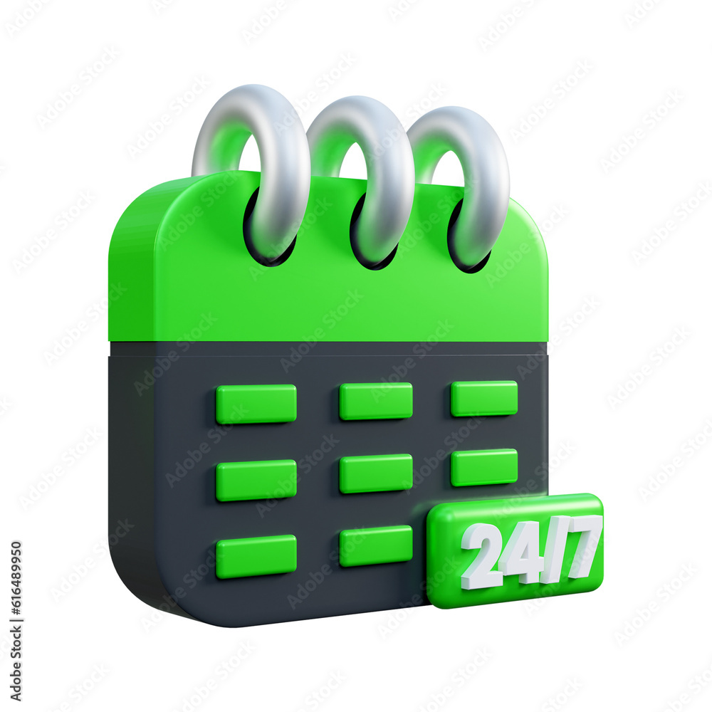 24 hours service sign ui icon 3d
