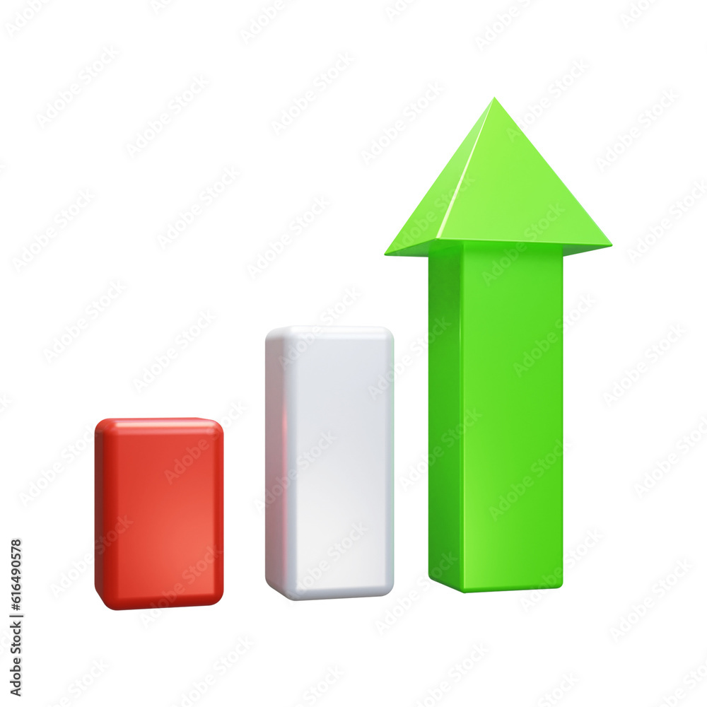business growth up sign ui icon 3d business growth up sign ui icon 3d