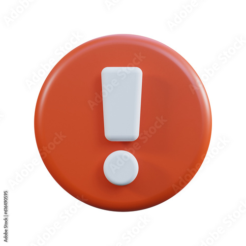  red alert warning sign ui icon 3d