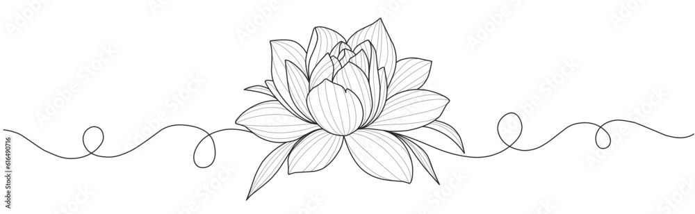 Line art vector illustration of a lotus flower Line art vector illustration of a lotus flower