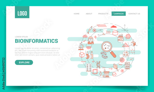 bioinformatics concept with circle icon for website template or landing page homepage