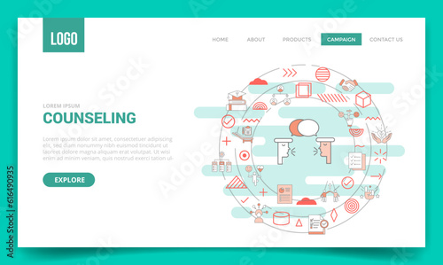 counseling concept with circle icon for website template or landing page homepage