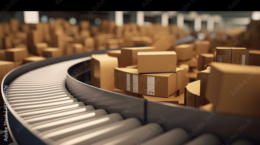 packages in a pakstaion with a diligence band are waiting for their shipment, generative AI packages in a pakstaion with a diligence band are waiting for their shipment, generative AI