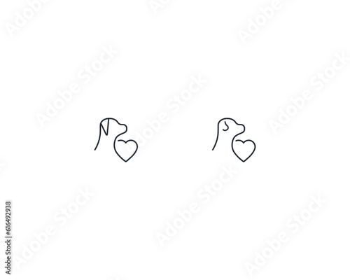 Dog head logo design template vector, line of pet logo design suitable for pet shop, store, cafe, business, hotel, veterinary clinic, Domestic animal vector illustration logotype, sign and symbol.