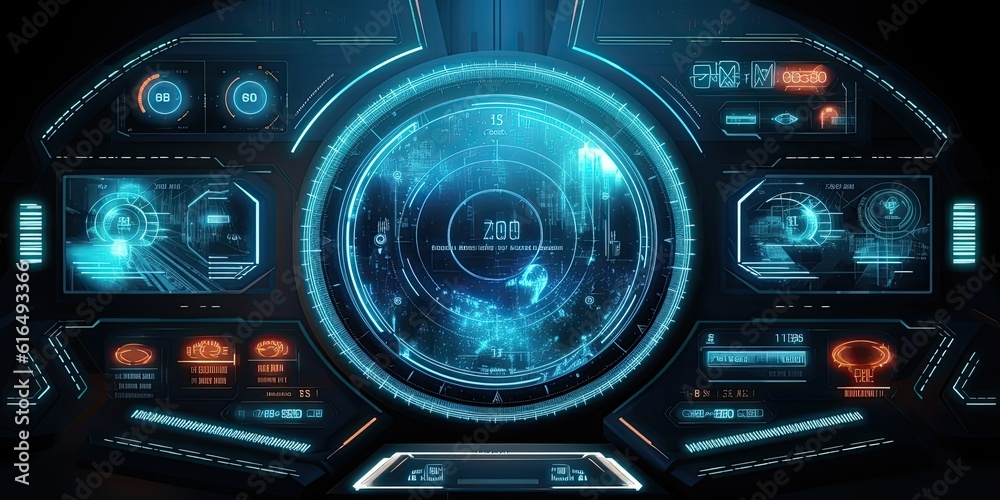 Fototapeta premium Futuristic HUD screen data hologram. Generative AI