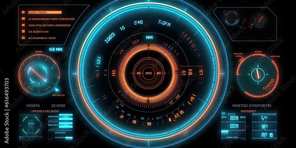 Futuristic HUD screen data hologram. Generative AI Futuristic HUD screen data hologram. Generative AI
