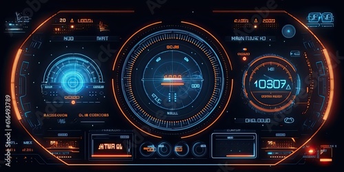 Futuristic HUD screen data hologram. Generative AI