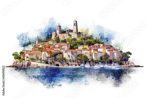 french riviera isolated on white background. Generated by AI