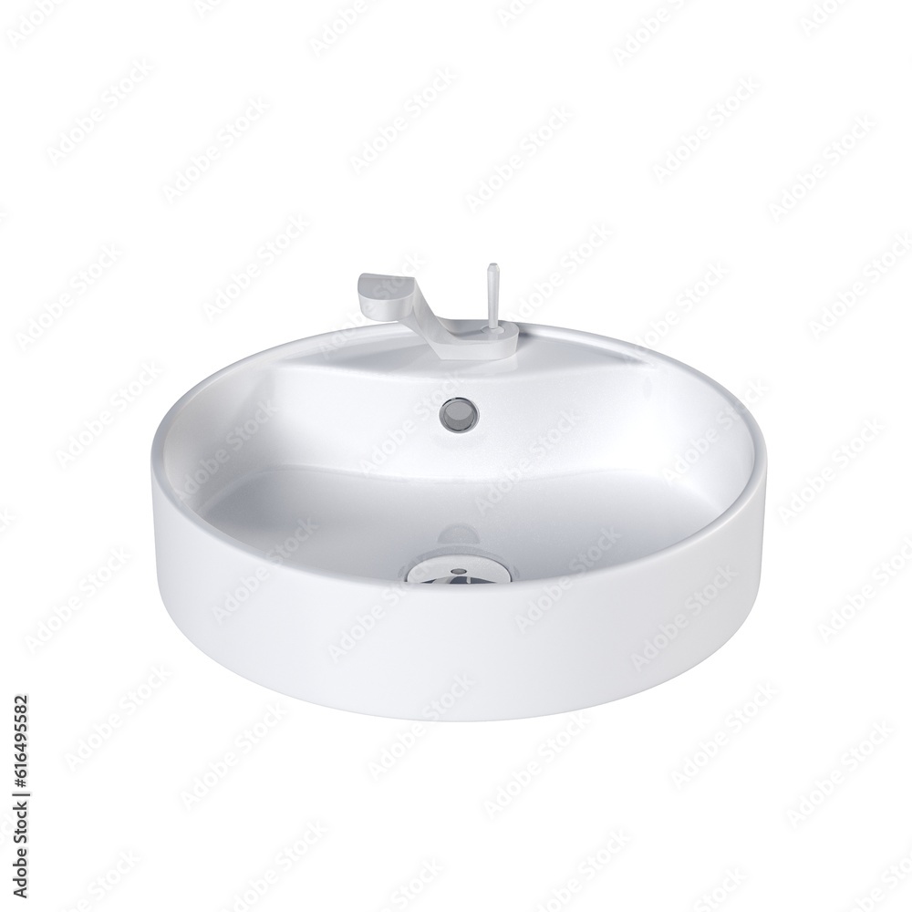 Washbasin isolated on white background, sink, 3D illustration, cg render Washbasin isolated on white background, sink, 3D illustration, cg render