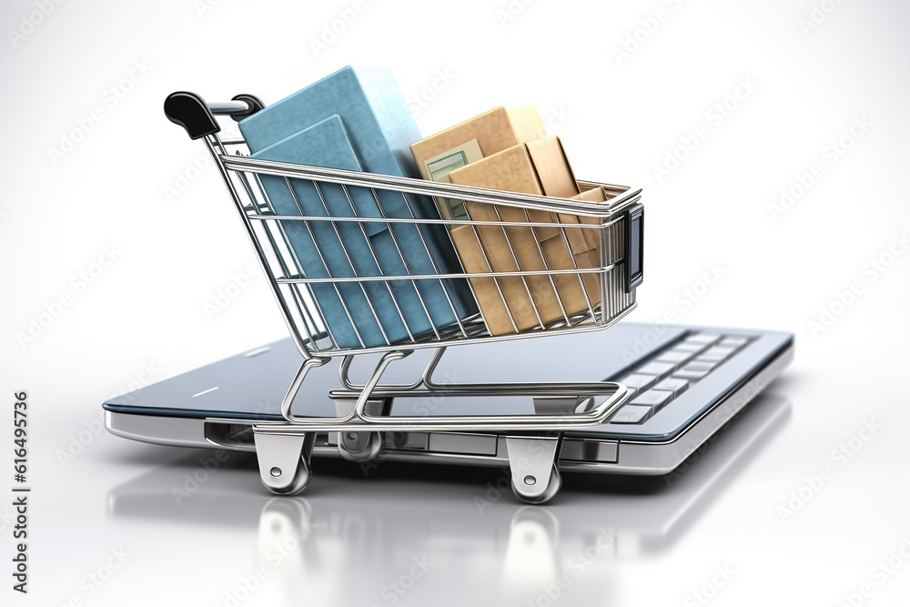 shopping online isolated on white background. Generated by AI