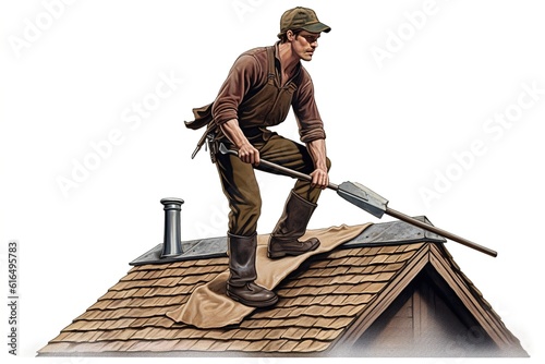 roofer isolated on white background. Generated by AI