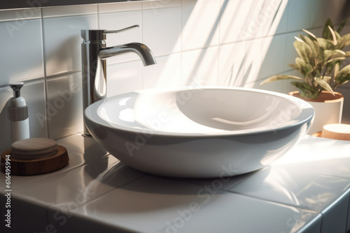 Bathroom sink  modern interior design  Created using generative AI tools
